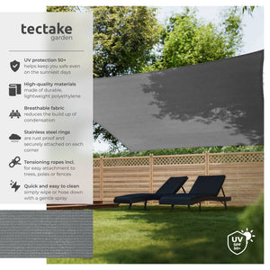 Tectake Shade Sail, Grey, 5.4 x 5.4 m