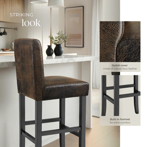 Bar Stools with a padded backrest and faux leather cover