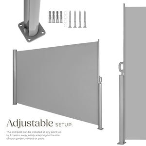 Garden Privacy Screen with retractable side awning and aluminium casing