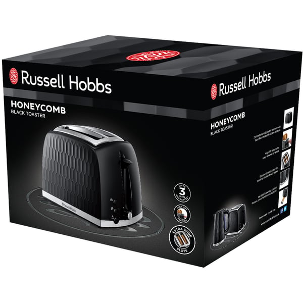 Russell Hobbs Honeycomb 2-Slice Toaster, Black
