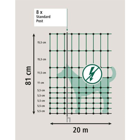 Ako CampingNet 20m X 80cm Green Double Pin