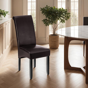 Dining Chair - ergonomic seat shape, high backrest, padded, faux leather