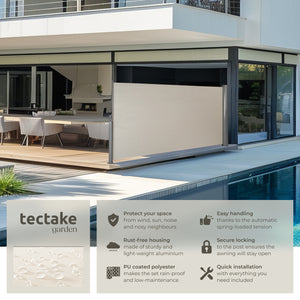 Garden Privacy Screen with retractable side awning and aluminium casing
