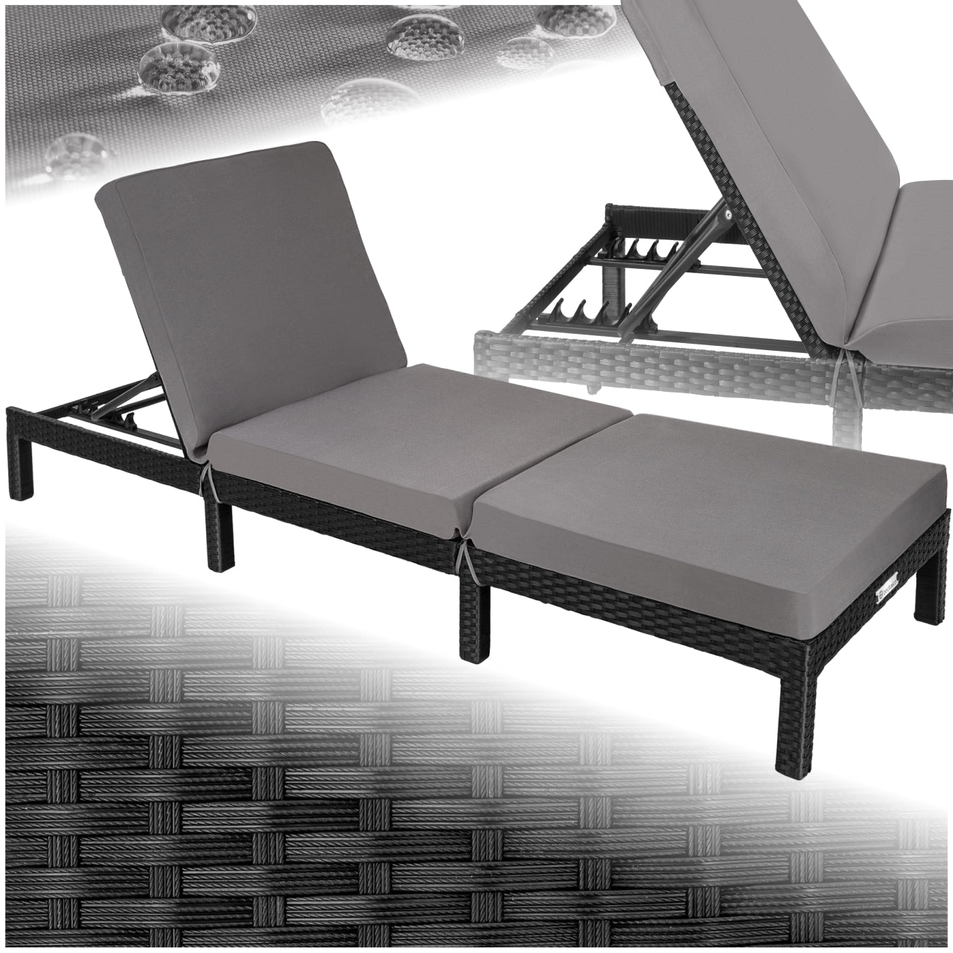 Sun Lounger Sofia - 6-step adjustable backrest, thick padding, UV-resistant