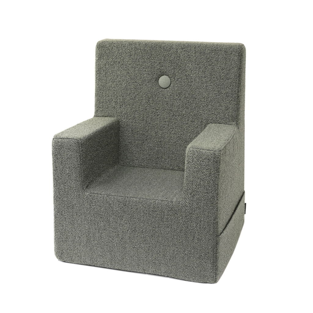 KlipKlap KK Kids Chair XL, Dusty green bouclé w. light green