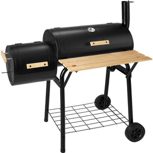 Tectake Charcoal BBQ Smoker Grill With Temperature Display, Black