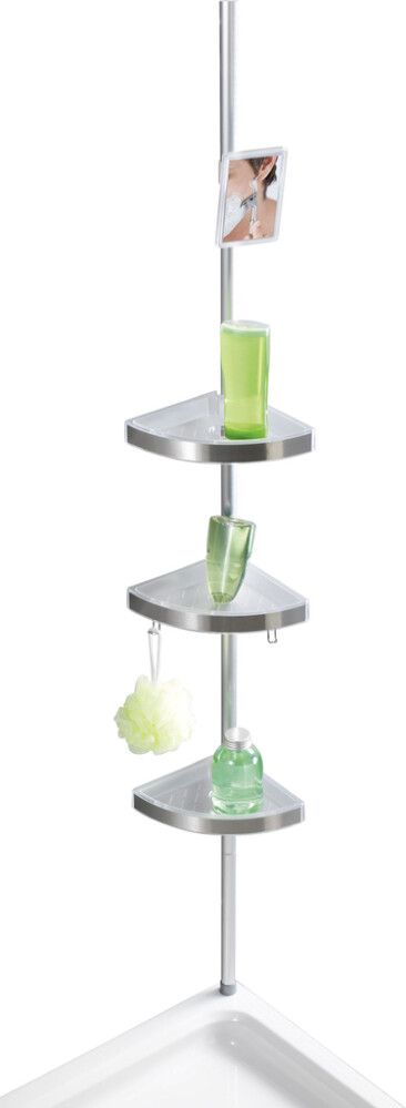 WENKO Premium Telescopic Shower Corner Shelf, Silver