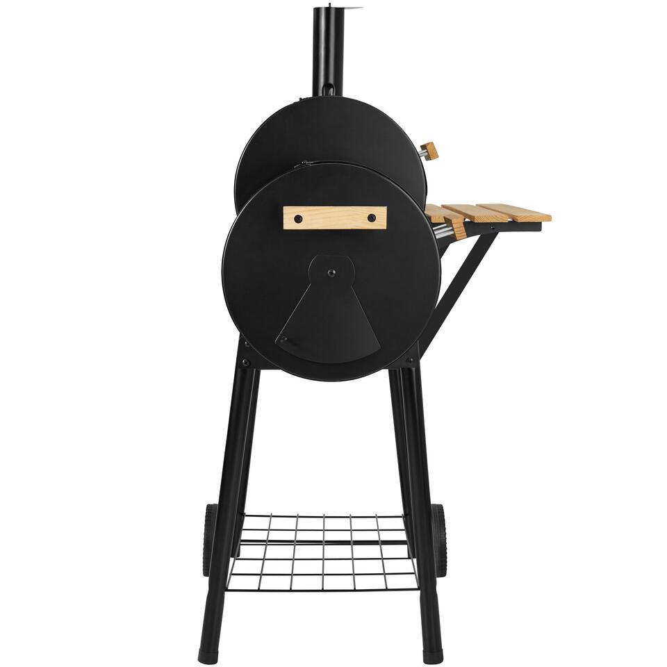 Tectake Charcoal BBQ Smoker Grill With Temperature Display, Black