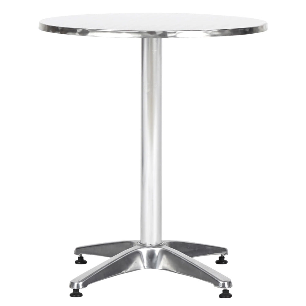 Height-Adjustable Aluminium Round Bar and Bistro Table Ø 60 cm, Silver