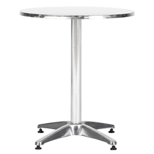 Height-Adjustable Aluminium Round Bar and Bistro Table Ø 60 cm, Silver