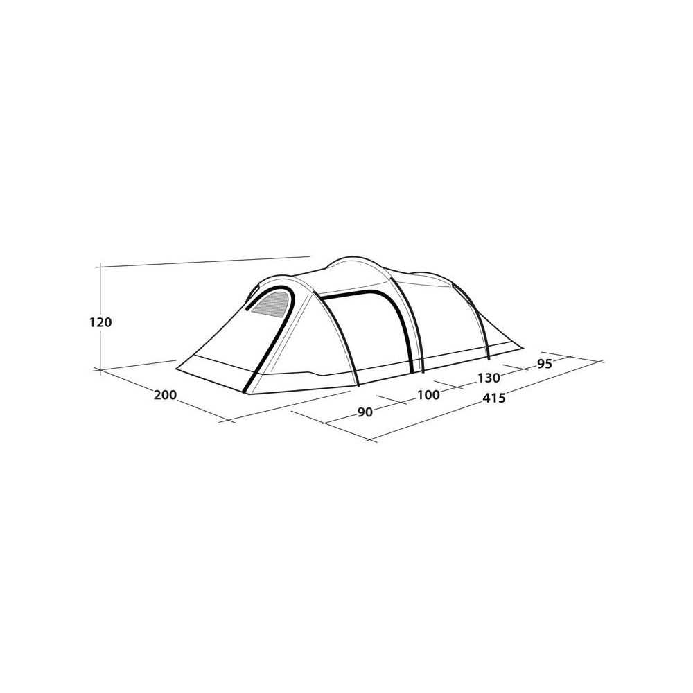 Outwell Earth 3 Plus 3-Person Tunnel Tent, Dark Green