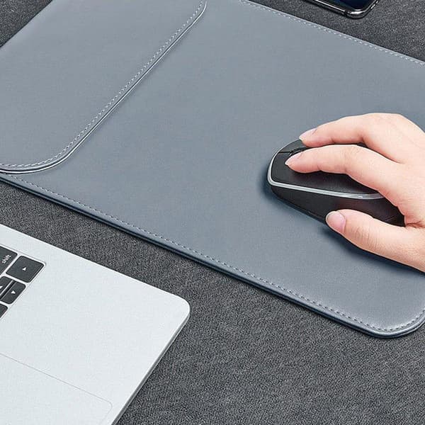 13.3" Laptop Sleeve and Accessory Pouch for MacBook - PU Leather - Black