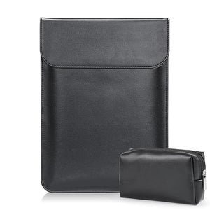 13.3" Laptop Sleeve and Accessory Pouch for MacBook - PU Leather - Black