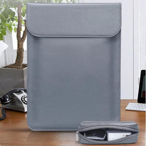 13.3" Laptop Sleeve and Accessory Pouch for MacBook - PU Leather - Black
