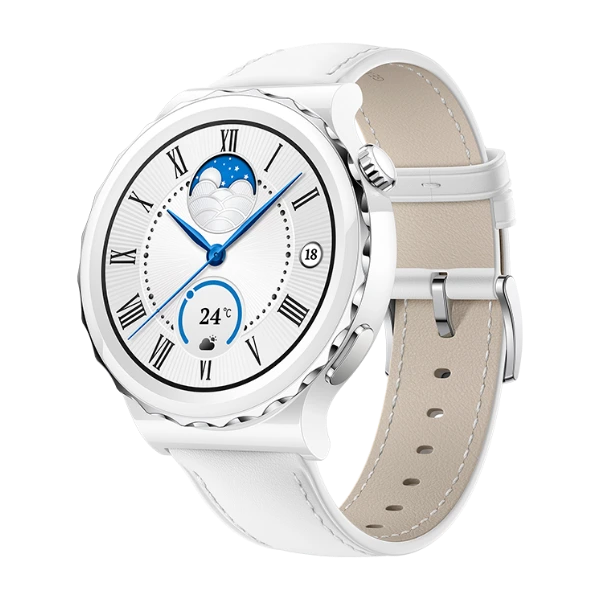 HUAWEI WATCH GT3 PRO 43MM WITH WHITE LEATHER STRAP