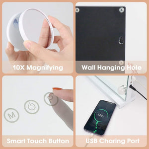 Fenchilin Large Hollywood Makeup Mirror with Light, USB Countertop & Wall Mount, White 80 x 58 cm