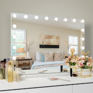 Fenchilin Large Hollywood Makeup Mirror with Light, USB Countertop & Wall Mount, White 80 x 58 cm