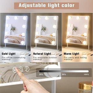 Fenchilin Hollywood Makeup Mirror with Lights, 360° Rotatable Tabletop, 25 x 30cm