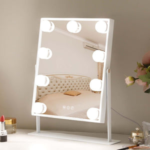 Fenchilin Hollywood Makeup Mirror with Lights, 360° Rotatable Tabletop, 25 x 30cm