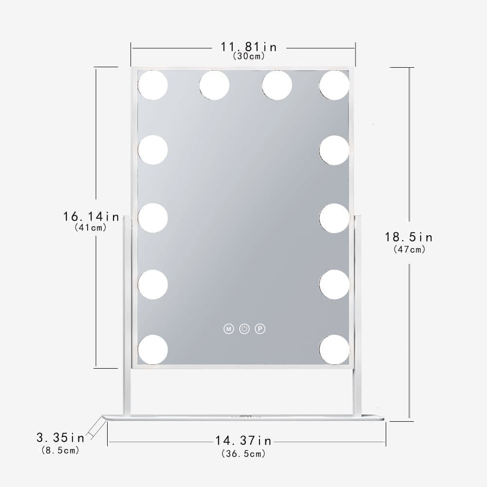 Fenchilin Hollywood Makeup Mirror with Light, Magnification, 360° Swivel, Table Top, White, 30 x 41 cm