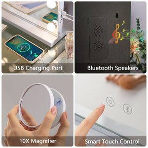 Fenchilin Hollywood Makeup Mirror with Lights and Bluetooth 58 x 46cm, White