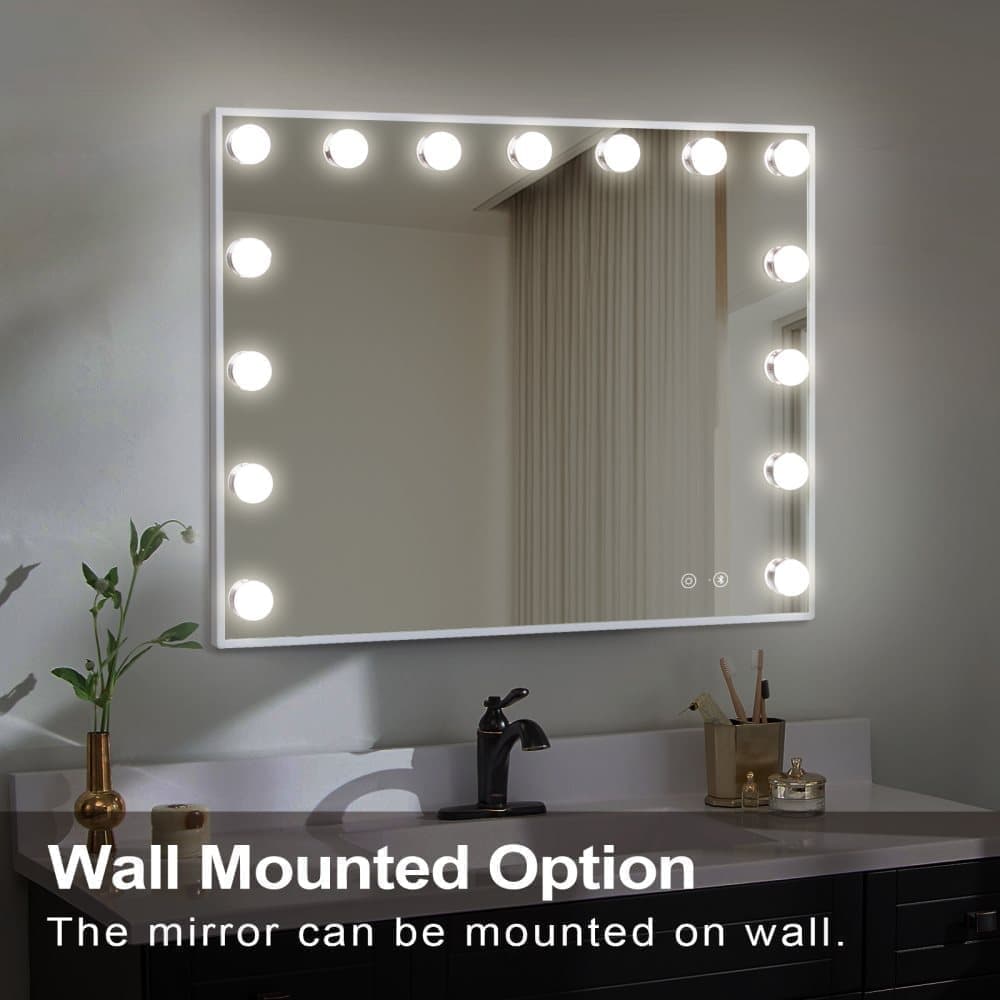 Fenchilin Hollywood Makeup Mirror with Lights and Bluetooth 58 x 46cm, White