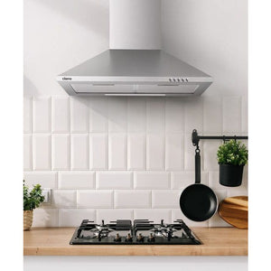 CIARRA Decorative Hood 60cm A++ 2 Carbon Filters 370m³/h Recirculation or Extraction 3 Speeds INOX