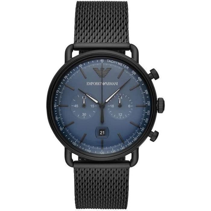 Emporio Armani AR11201 Stainless Steel Chronograph Watch, Black / Blue