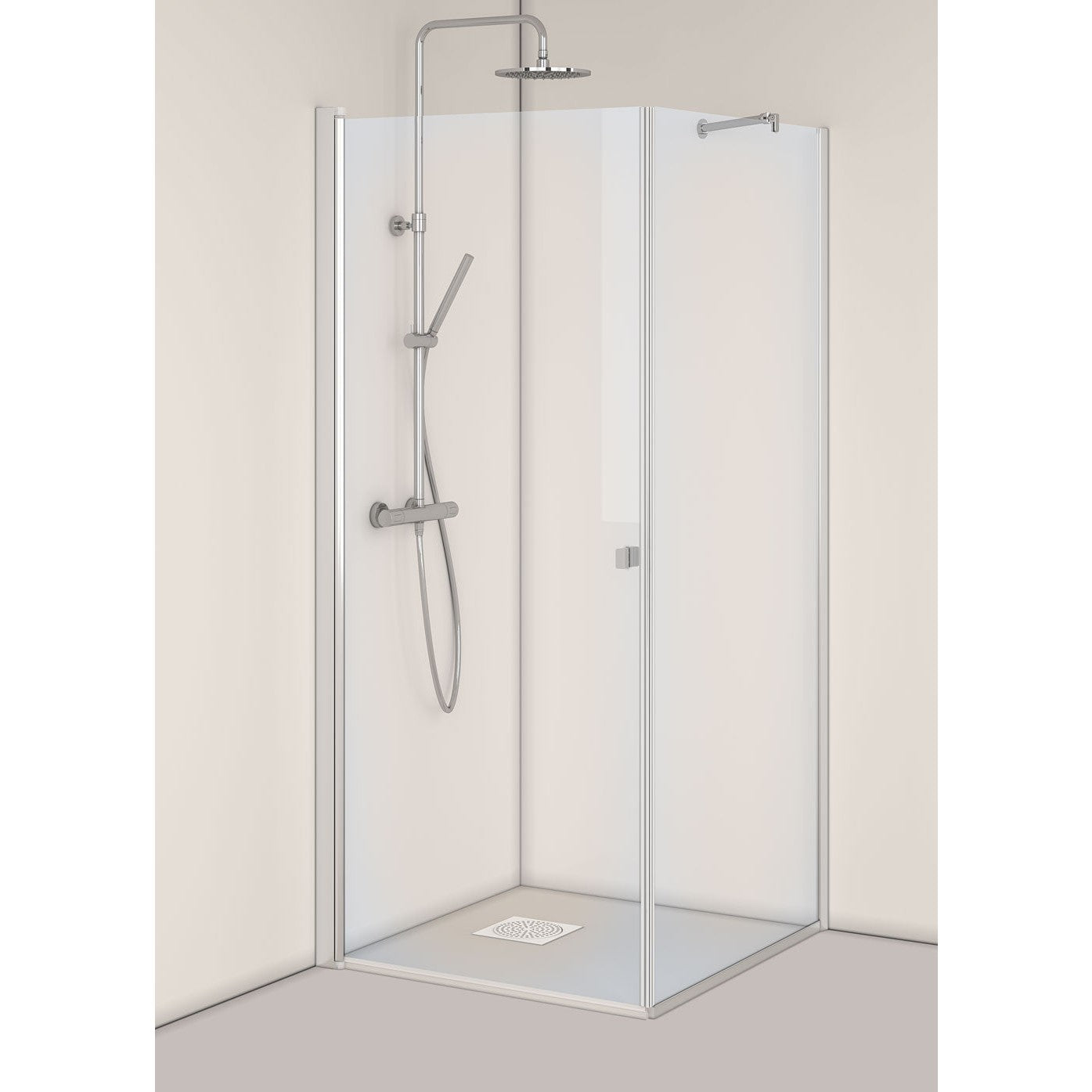 Igloo Pro Straight Shower Corner with Fixed Clear Glass Wall 100x90 Aluminum