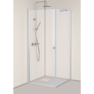 Igloo Pro Straight Shower Corner with Fixed Clear Glass Wall 100x90 Aluminum