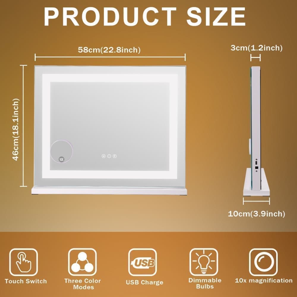 Hollywood LED Makeup Mirror 58 x 46cm, White