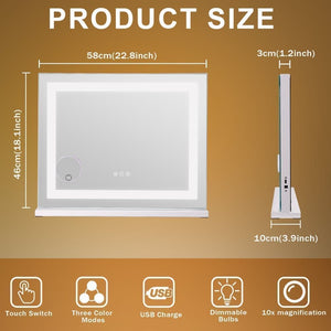 Hollywood LED Makeup Mirror 58 x 46cm, White