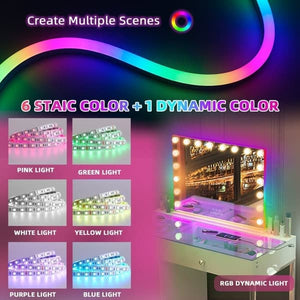 Fenchiliin Hollywood Makeup Mirror with Lights, White 80 x 58cm