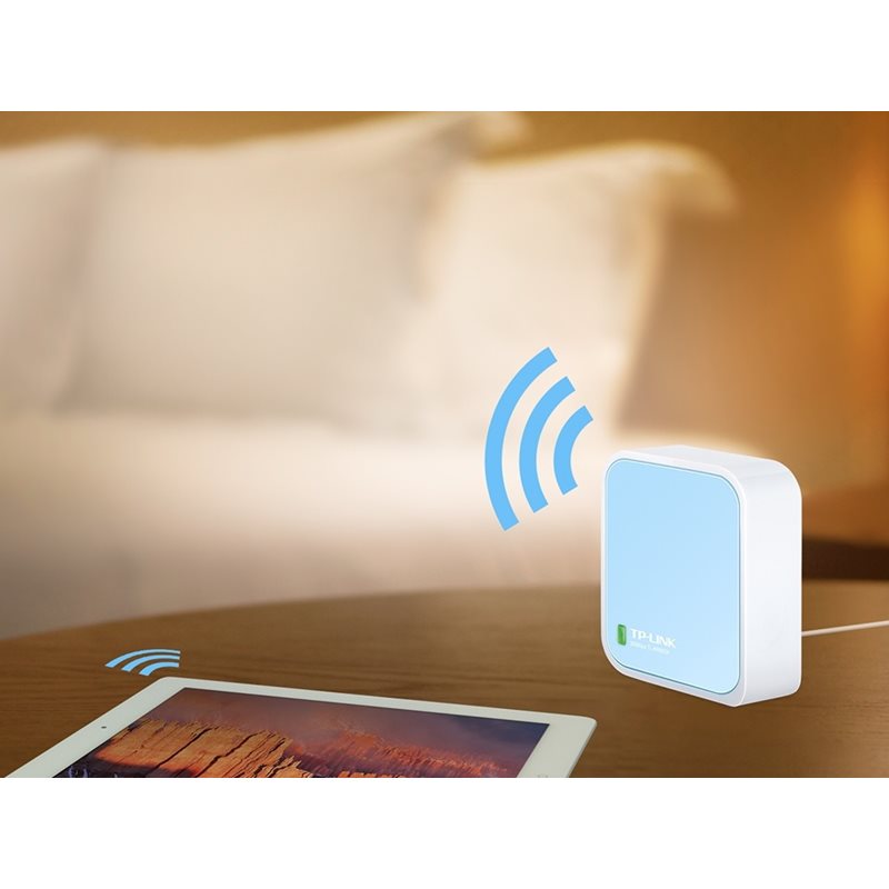 TP-Link TL-WR802N, Compact Wireless Router, 802.11n, White/Light Blue