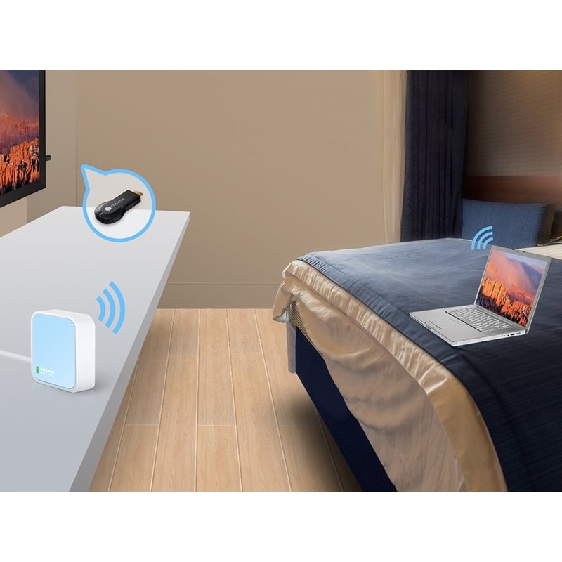 TP-Link TL-WR802N, Compact Wireless Router, 802.11n, White/Light Blue