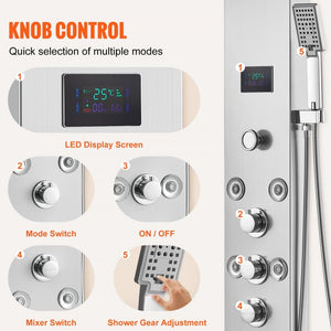 Shower Panel Tower System, 6 Modes, Hydropower, LED, Stainless Steel