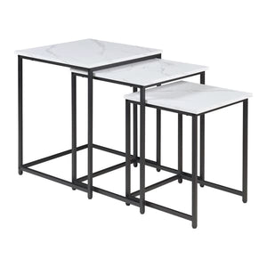 Trollhättan Nesting Tables Set of 3, Marble Pattern Metal