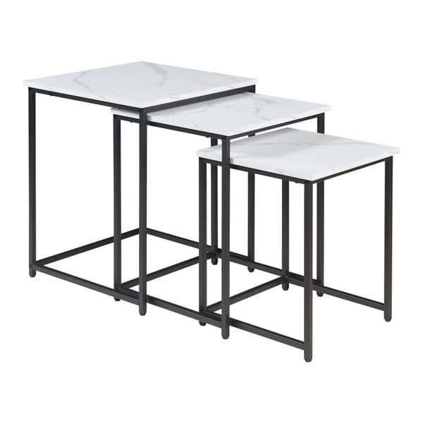 Trollhättan Nesting Tables Set of 3, Marble Pattern Metal