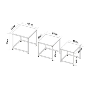 Trollhättan Nesting Tables Set of 3, Marble Pattern Metal