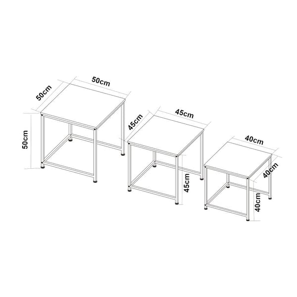 Trollhättan Nesting Tables Set of 3, Marble Pattern Metal