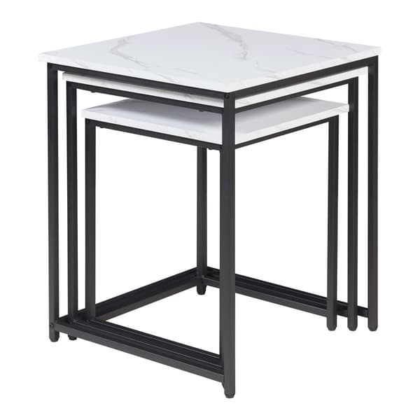 Trollhättan Nesting Tables Set of 3, Marble Pattern Metal