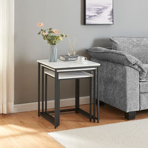 Trollhättan Nesting Tables Set of 3, Marble Pattern Metal