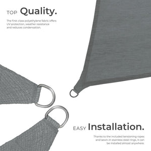 Tectake Shade Sail, Grey, 5.4 x 5.4 m