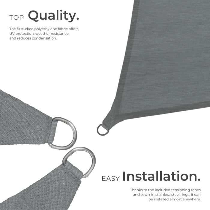 Tectake Shade Sail, Grey, 5.4 x 5.4 m