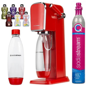 SodaStream ART Sparkling Water Maker - Red - With 1L Quick Connect Bottle and 6 Bolero Sachets