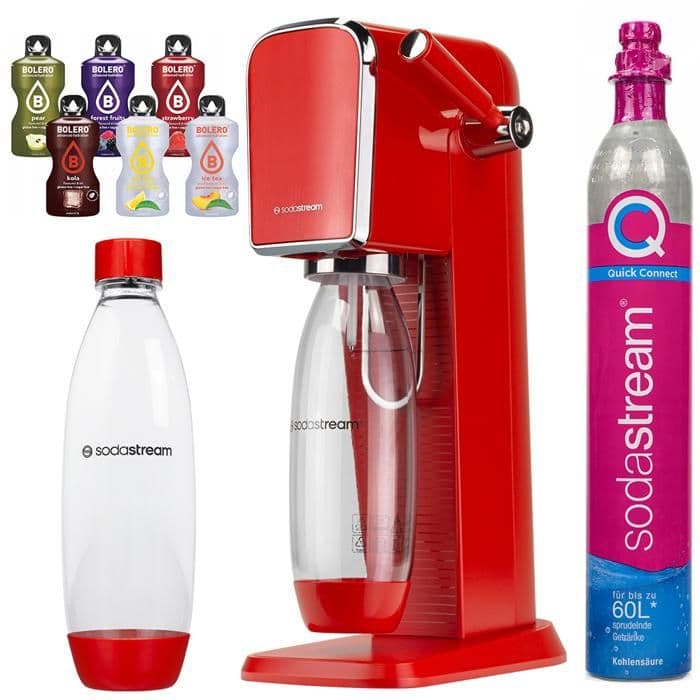 SodaStream ART Sparkling Water Maker - Red - With 1L Quick Connect Bottle and 6 Bolero Sachets