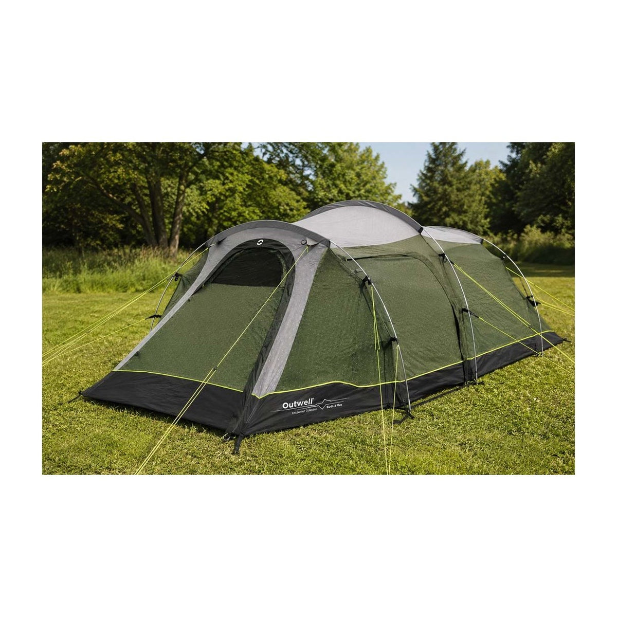 Outwell Earth 3 Plus 3-Person Tunnel Tent, Dark Green