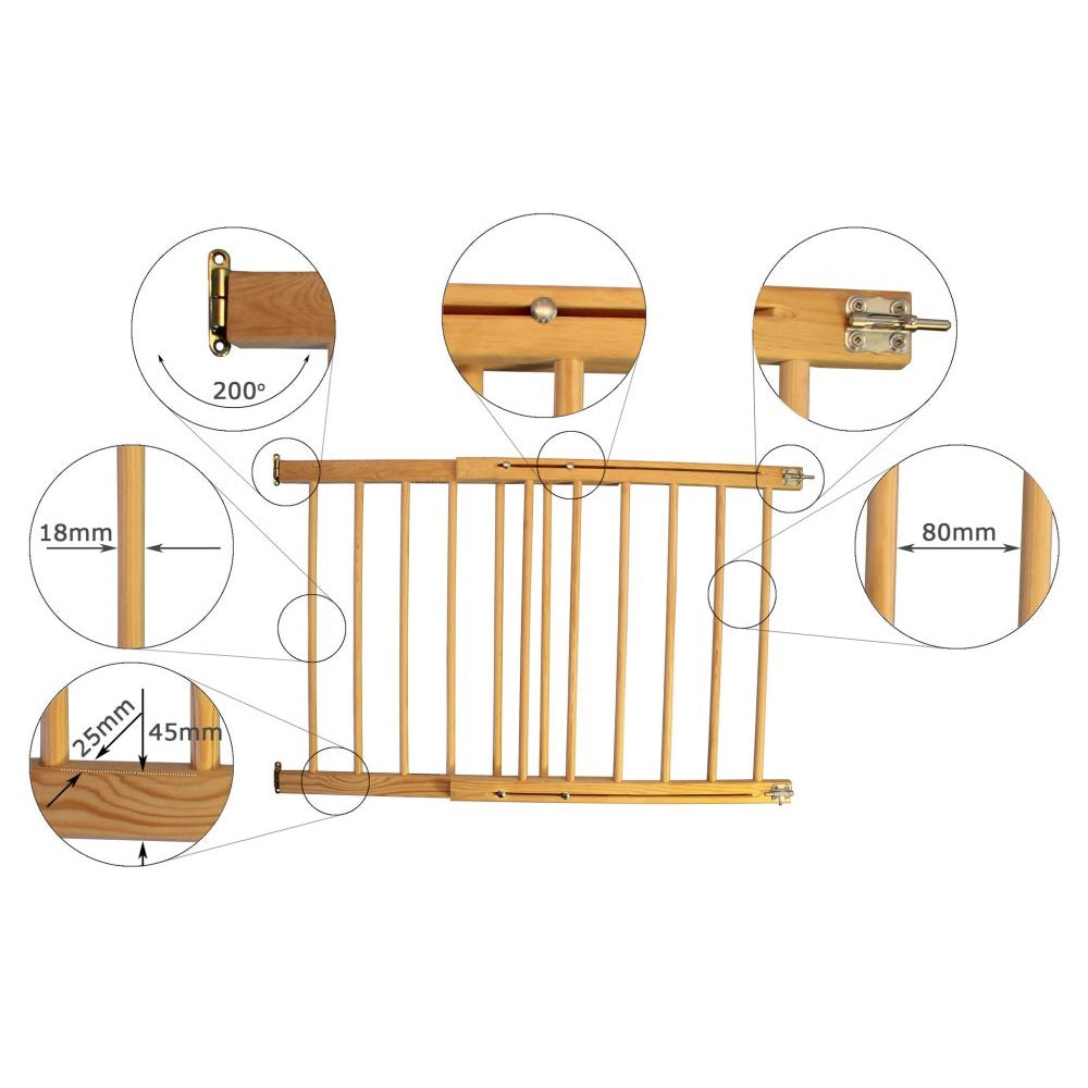 Viking Choice Adjustable Wooden Stair Gate for Children & Pets 72-122cm