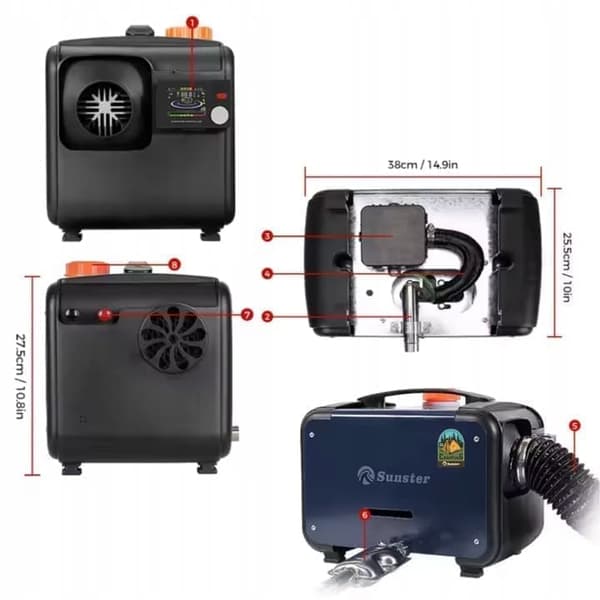 Sunster 8KW Diesel Heater with Bluetooth connection 230V, 12V/24V