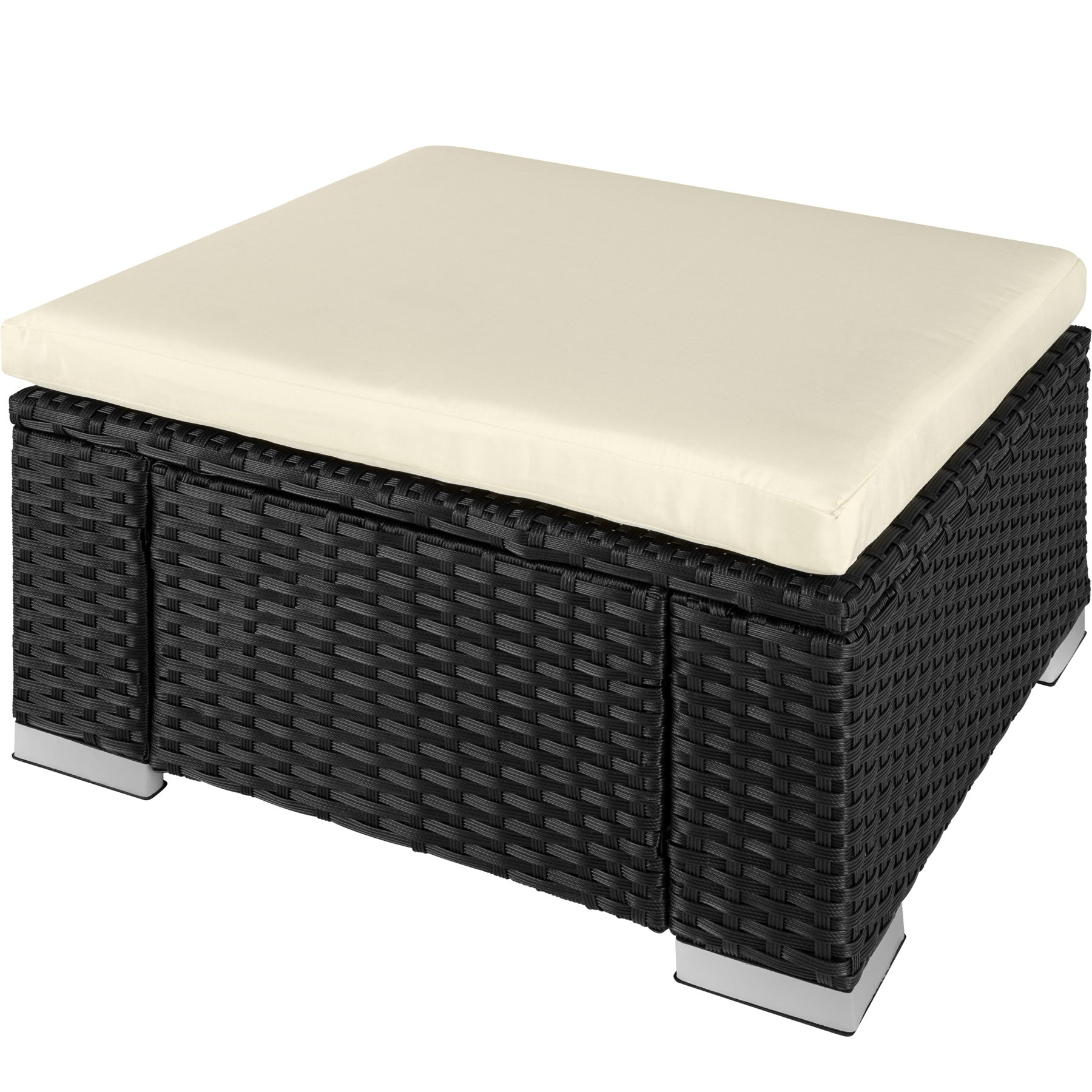 Footstool Bitonto - durable, UV-resistant polyrattan chair, 53 x 53 x 26 cm
